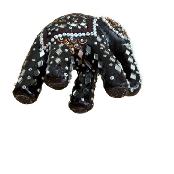 Handmade Indian Mirror Glass & Bead Embellished Elephant Figurine NWOT - Picture 4 of 5